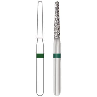 Midwest® Multi-Use Diamond Bur, FGSS, Taper Long Round End, Coarse, #850-014C, 1.4 mm Diameter, 10.0 mm Length, Green Ring, 5/Pkg thumbnail 5