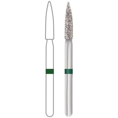 Midwest Multi-Use Diamond Bur, Coarse Grit, Flame Shape, Friction Grip, 1.8 mm Diameter, 6.9 mm Length, 5/Pk, #36011-018C thumbnail 6