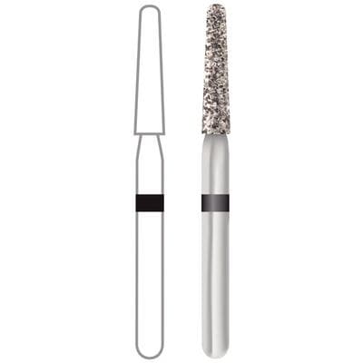 Midwest Multi-Use Diamond Bur FGSS #856L-016SC, Super Coarse, Taper Long Round End, 1.6 mm Diameter, 9.0 mm Length, Black Ring, 5/Pkg thumbnail 7