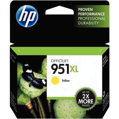 HP 951XL High Yield Yellow Inkjet Cartridge (CN048AN), 1,500 Page Yield, for Officejet Pro 8100/8600 Series - HP Inkjet Cartridges work with printer models: Officejet Pro 8100 E, 8600 E All-In-One Series - HP 951XL Yellow Ink, 1,500 Page Yield - Image 1