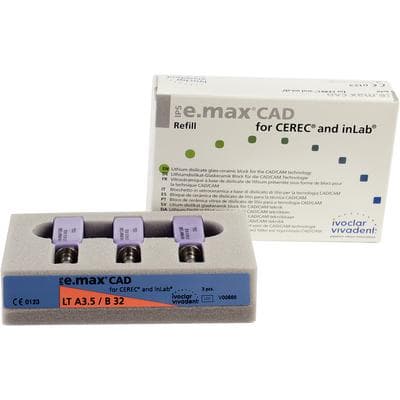 IPS e.max CAD LT (Low Translucency) Lithium Disilicate Milling Blocks, Size B32, Shade A3.5, 3/Box thumbnail 14