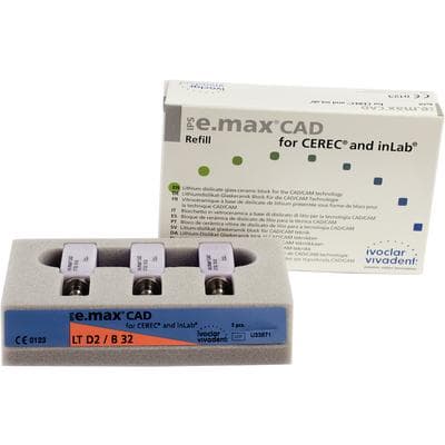IPS e.max CAD LT (Low Translucency) Lithium Disilicate Milling Blocks, Size B32, Shade D2, 3/Pkg, for CEREC/inLab thumbnail 11
