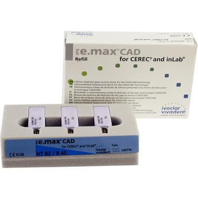 IPS e.max CAD CEREC/inLab HT B40 B2 Lithium Disilicate Milling Blocks, High Translucency, Shade B2, 3/Box thumbnail 3