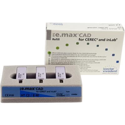 IPS e.max CAD CEREC/inLab HT B40 Lithium Disilicate Milling Block, Shade C2, High Translucency, 3/Box thumbnail 9