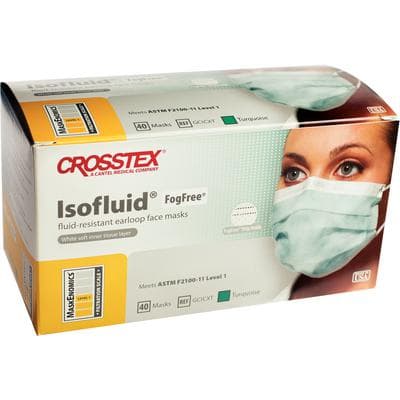 Isofluid FogFree™ Surgical Face Mask, ASTM Level 1, Earloop, Turquoise, 40/Box, GCICXT thumbnail 16