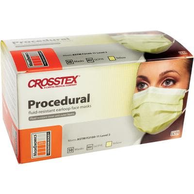 Crosstex Procedural Earloop Face Mask, ASTM Level 2, Fluid Resistant, Yellow, 50/Box, GCPYE thumbnail 22