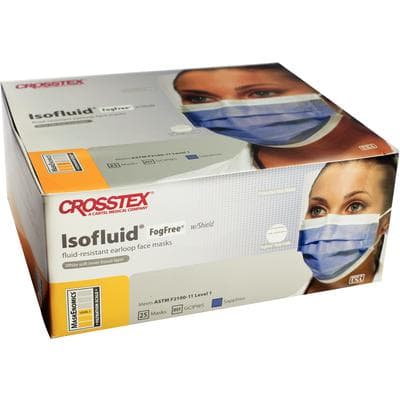 Isofluid FogFree™ Surgical Face Mask with Splash Visor, ASTM Level 1, Sapphire, Ear Loop, 25/Box, GCIPWS thumbnail 11