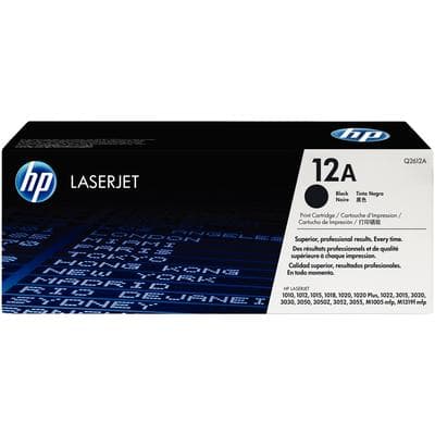 HP 12A (Q2612A) Black Toner Cartridge, 2,000 Page Yield, for LaserJet 1012/1018/1020/1022/3015 - Hewlett-Jackard Laserjet - 1012, 1018, 1020, 1022, 3015 - HP 12A Black Toner, 2,000 Page Yield - Image 1