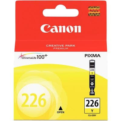 Canon CLI-226 Yellow Inkjet Cartridge (CLI226YW), 515 Page Yield, for PIXMA IP4820, MG5120, MG5220, MG6120, MG8120 - Canon Inkjet Cartridges work with printer models: IP4820, MG5120, MG5220, MG6120, MG8120 - Yellow Ink, 515 Page Yield - Image 1