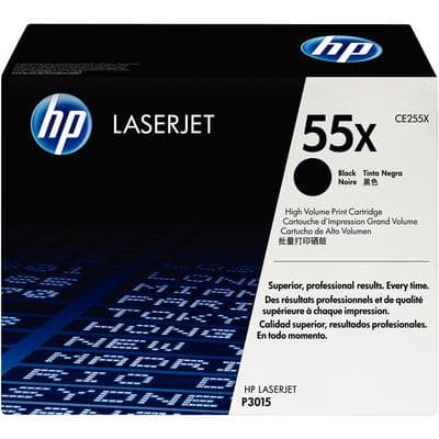 HP 55X High-Yield Black Toner Cartridge (CE255X) for LaserJet P3015 Series, 12,500 Page Yield - Hewlett-Packard Laserjet - P3015 Series - HP 55X Black Toner, 12,500 Page Yield - Image 1