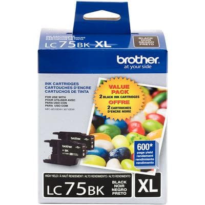 Brother LC752PKS Innobella High-Yield Black Ink Cartridge, 2-Pack, 600 Page-Yield Each, OEM (LC75BKXL) thumbnail 2