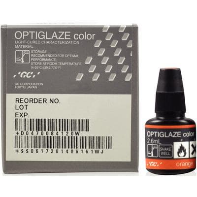 GC America OPTIGLAZE Color Light-Cure Nano-Filled Characterization Coating, Orange, 2.6 mL Bottle, 008415 thumbnail 17