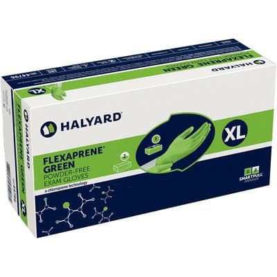 Halyard FlexaPrene Chloroprene Exam Gloves, Powder-Free, Non-Sterile, Extra Large, Green, Textured Fingertips, 180/Box, 44796 thumbnail 7