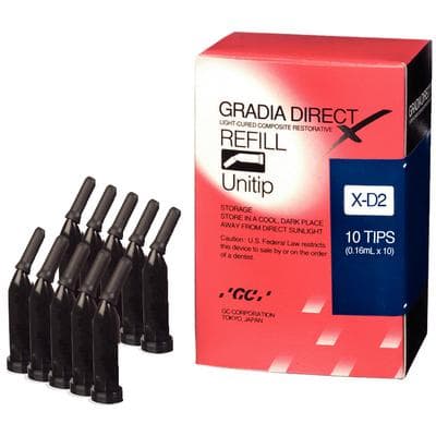GC America Gradia Direct X Universal Composite, Unitip Refill, Shade X-D2, 0.16 mL (0.3 g) per Tip, 10/Box, 002600 thumbnail 16