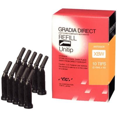 GC America GraDia Direct Unitip Refill, Shade XBW (Extra Bleach White), 0.16 mL, 10/Box, #002273 thumbnail 10