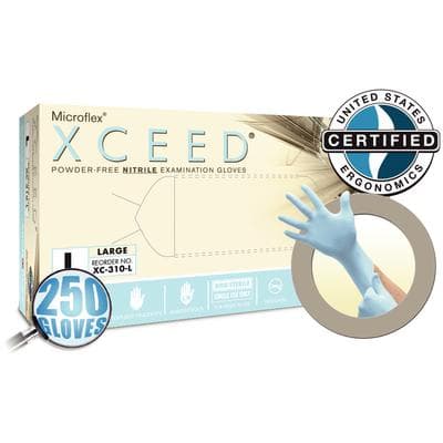 XCEED® Nitrile Examination Gloves, Powder Free, Latex Free, Non-Sterile, Large, Blue, Textured Fingertips, 250/Box, XC-310-L thumbnail 20