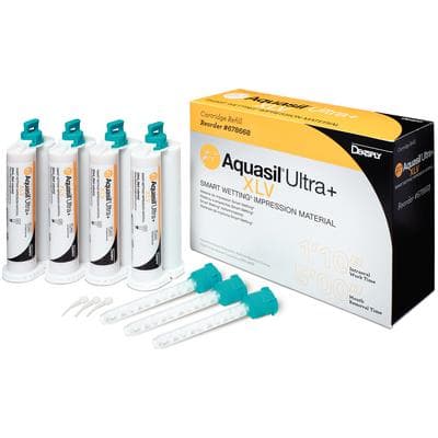 Aquasil Ultra+ Smart Wetting VPS Impression Material, Xtra Light Body (XLV), Regular Set, Mint, Orange, 50 ml Cartridges, 4/Pk, Refill, 678668 thumbnail 23