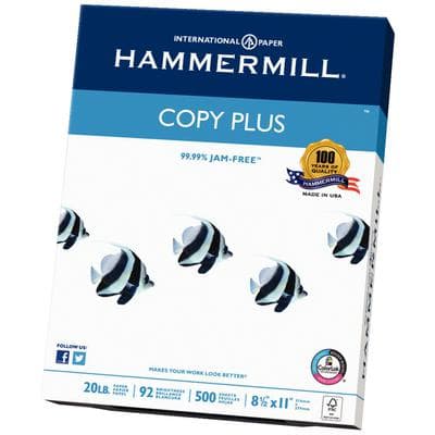 Hammermill Copy Plus Copy Paper, 20 lb, White, 8.5" x 14" (Legal), 500 Sheets/Pkg, HAM 10501-5 - Hammermill Copy Plus Copy Paper – 20 lb, White - 8.5" x 14", 500/Pkg - Image 1