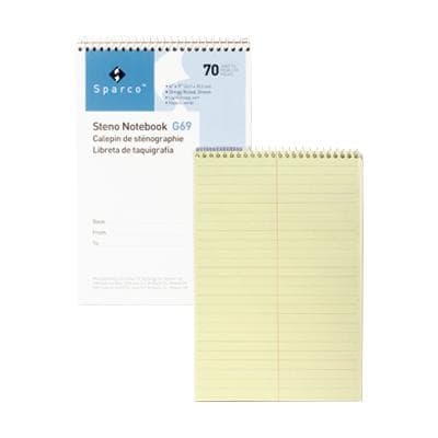 Sparco Steno Notebook, 6" x 9", Green Tint, Gregg Ruled, 70 Sheets, SPR G69 - Sparco Steno Notebooks – 6" x 9" - Green Tint, 70 Sheets/Pad - Image 1