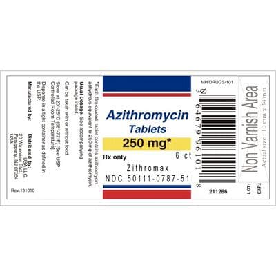 Azithromycin Tablets, 250 mg, 6/Pkg, Blister Pack, NDC 50111-0787-51 - Azithromycin, Tablets - 250 mg Strength, 6/Pkg - Image 1