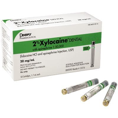 Xylocaine 2% Lidocaine HCl with Epinephrine 1:50,000 Dental Anesthetic Cartridges, 1.7 mL, Green, 50/Box, 22216 thumbnail 20