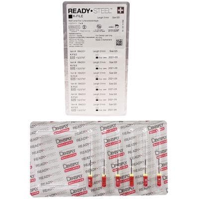 Dentsply Maillefer READYSTEEL K-File, Size #25, 31mm, Red, Sterile, 6/Pack, 6842531 thumbnail 9