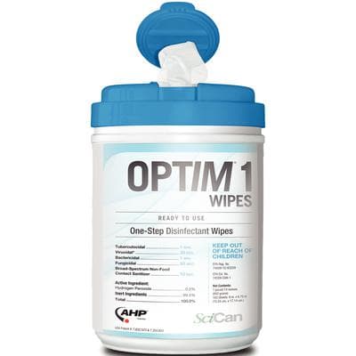 Optim 1 One-Step Disinfectant Wipes, Pre-Saturated, RTU, 6" x 7", 160 Sheets/Canister thumbnail 7