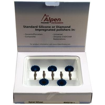 Alpen ShapeGuard Ceramic Plus Polishers, Step 1, 140, Spiral Wheel, RA Shank, Blue, 5/Pkg, 60021911 thumbnail 7