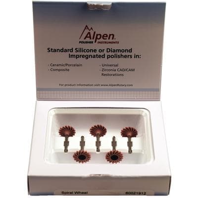 Alpen ShapeGuard Ceramic Plus Polishers, Step 2, 140, Spiral Wheel, RA Shank, Pink, 5/Pkg, 60021912 thumbnail 7