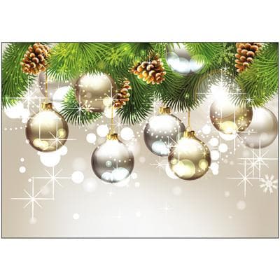 Designer's Choice Holiday 4-Up Laser Postcard, Silver & Gold Ornaments, 5-1/2" W x 4-1/4" H, 100/Pkg - Designer’s Choice Holiday 4-Up Laser Postcard, 100/Pkg - Silver & Gold Ornaments, 5-1/2" W x 4-1/4" H - Image 1