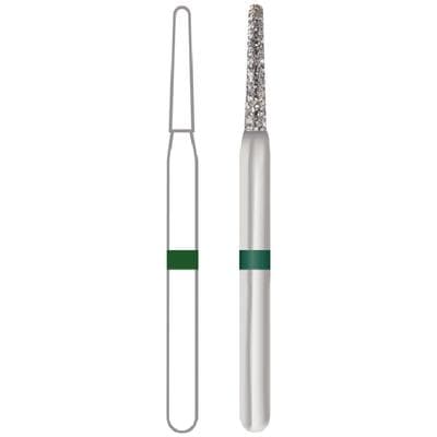 Midwest Multi-Use Diamond Burs, FG, Round End Taper, #856-012C, 1.2 mm Diameter, 8.0 mm Length, Coarse, Green Ring, 5/Pk thumbnail 8