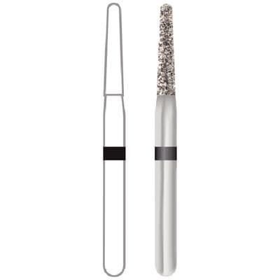 Midwest® #856/014 Super Coarse Multi-Use Diamond Bur, Taper Round End, Friction Grip Short Shank, 1.4 mm Diameter, 8.0 mm Length, Black Ring, 5/Pkg thumbnail 7