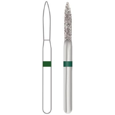 Midwest Multi-Use Diamond Bur #862-012C, Coarse Grit, Flame Shape, Friction Grip Short Shank, 1.2 mm Diameter, 8.0 mm Length, 5/Pk, 471280 thumbnail 9