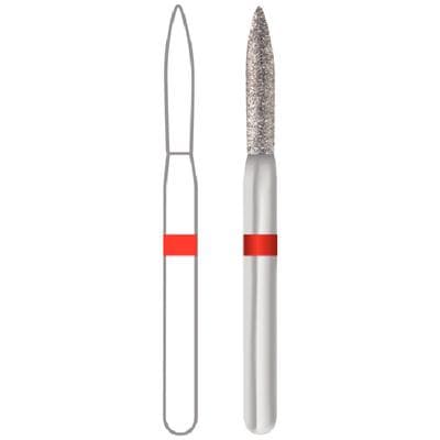 Midwest Multi-Use Diamond Bur #862-012F, Fine Grit, Flame Shape, Friction Grip Short Shank, 1.2mm Diameter, 8.0mm Length, 5/Pk thumbnail 8