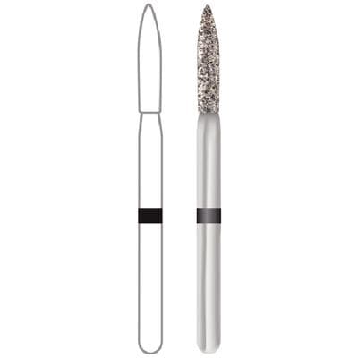 Midwest Multi-Use Diamond Bur #862-014SC, Super Coarse Grit, Flame Shape, Friction Grip, 1.4mm Diameter, 8.0mm Length, 5/Pk thumbnail 7