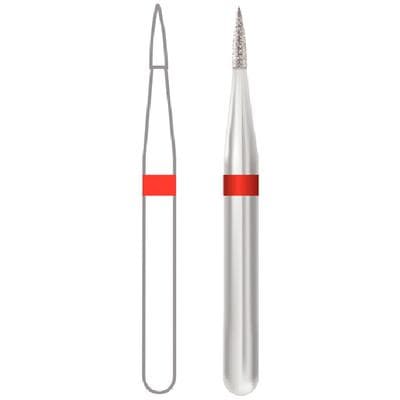 Midwest Multi-Use Diamond Bur, Fine Grit, Flame Shape, FG, #889-009F, 0.9 mm Diameter, 3.5 mm Length, 5/Pk thumbnail 8