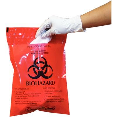 Unimed Waste Stick-On Bags, Red Biohazard, 9" x 10", 1.4 Quart, 100/Pkg thumbnail 2
