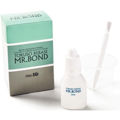 Tokuso® Rebase Mr. Bond Kit, Metal Primer for Self-Curing Acrylic Resin, 5.5mL Bottle with Brushes and Cup thumbnail 10