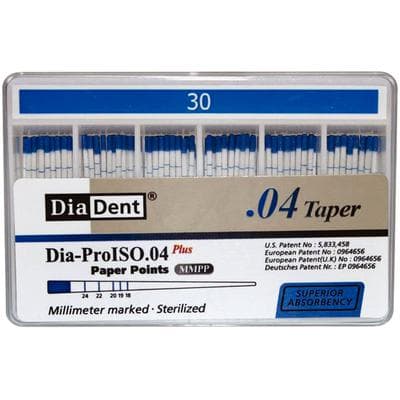 DiaDent Dia-ProISO GT Absorbent Paper Points, .04 Taper, Size #30, Millimeter Marked, Blue, Spillproof, 100/Box, MP210-606 thumbnail 7
