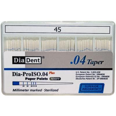 DiaDent Dia-ProISO GT Spillproof mm-Marked Absorbent Paper Points, .04 Taper, #45, White, 100/Pk, MP210-609 thumbnail 7