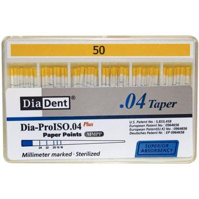 DiaDent Dia-ProISO GT Absorbent Paper Points, .04 Taper, #50, Yellow, mm-Marked, Spillproof, 100/Box thumbnail 7