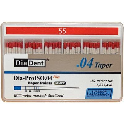 DiaDent Dia-ProISO GT Absorbent Paper Points, .04 Taper, #55, mm-Marked, Red, Spillproof Pack of 100 thumbnail 7