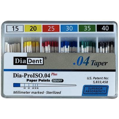 DiaDent Dia-ProISO GT Absorbent Paper Points, .04 Taper, mm-Marked, Assorted Sizes #15-#40, Spillproof Slide-Open Pack, 100/Pk, MP210-691 thumbnail 7