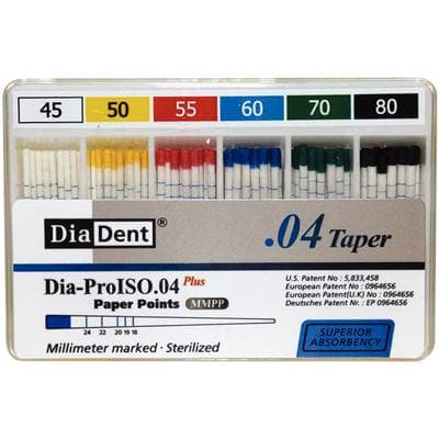 DiaDent Dia-ProISO GT Absorbent Paper Points, .04 Taper, Assorted #45-#80, Millimeter Marked, Spillproof Pack of 100, MP210-692 thumbnail 6