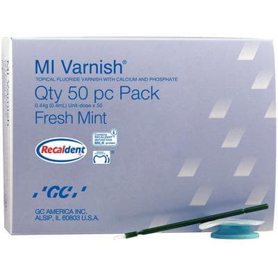 GC America MI Varnish Fresh Mint 5% Sodium Fluoride with RECALDENT (CPP-ACP), 0.4 mL Unit Dose, 50/Pack, 442505 thumbnail 20