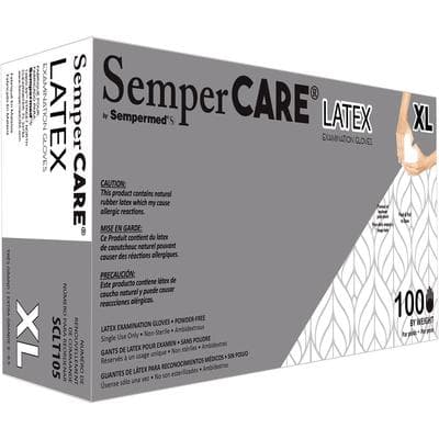 SemperCare Latex Exam Gloves, Powder Free, Textured, Non-Sterile, X-Large, Natural, 100/Box thumbnail 11