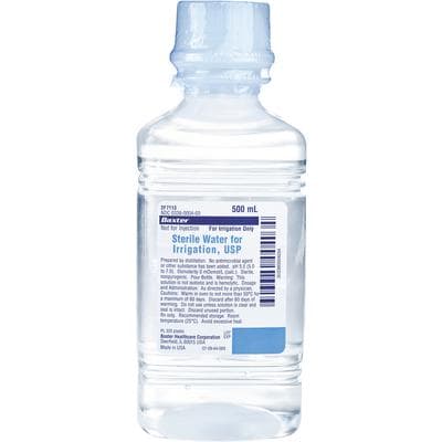 Baxter Sterile Water for Irrigation, USP, 500 mL Plastic Pour Bottle, 18/Case thumbnail 2