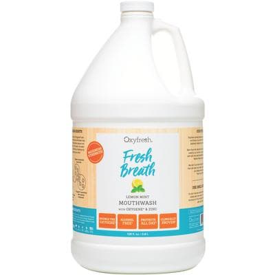 OxyFresh Maximum Strength Fresh Breath Lemon Mint Mouthwash, Alcohol-Free, 1 Gallon Bottle, 1/Pkg, 890 thumbnail 2