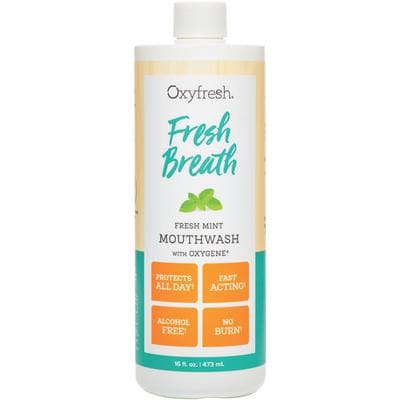 Oxyfresh Fresh Breath Fresh Mint Mouthwash, Alcohol Free, Fluoride Free, 16 oz Bottle, 170 thumbnail 2