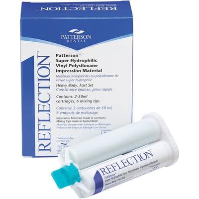 Reflection™ VPS Impression Material, High Performance Cartridge - Heavy Body, Fast Set, Green, 2 x 50 ml Cartridges with 6 Mixing Tips - Reflection™ VPS Impression Material, High Performance Cartridge - Heavy Body, Fast Set, 2/Pkg - Image 1